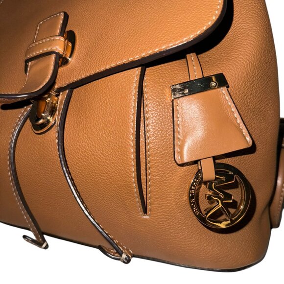 Michael Kors Romy Acorn/Brown Pebbled Leather Medium Backpack - Picture 7 of 16